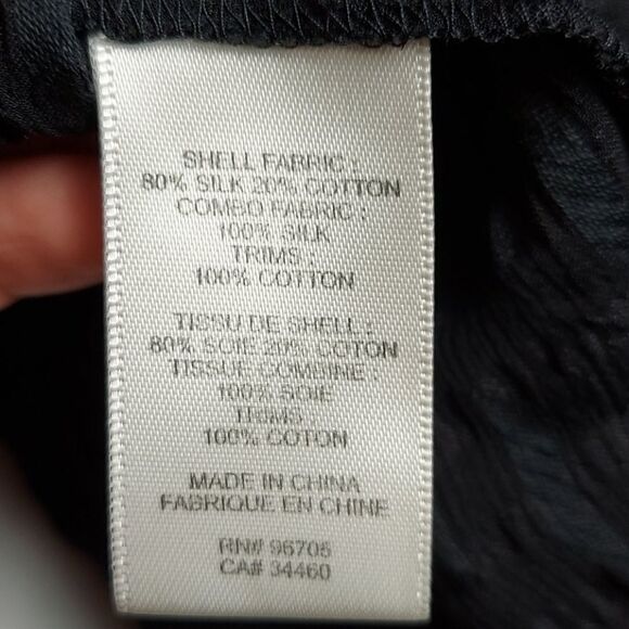 Rebecca Taylor Black Silk Blend Blouse Sz 0 - Picture 12 of 13